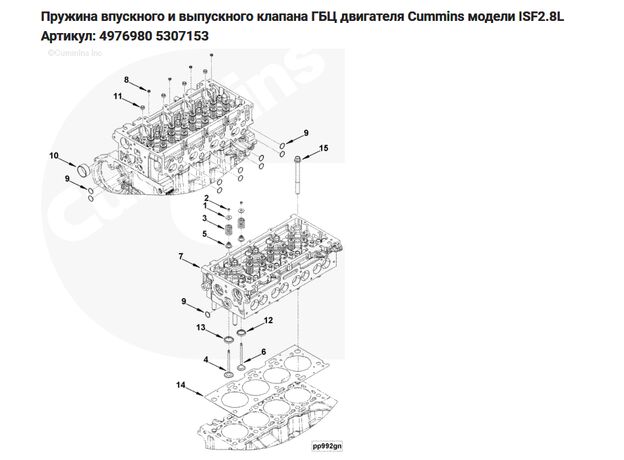 Пружина клапана Cummins ISF2.8 №4976980